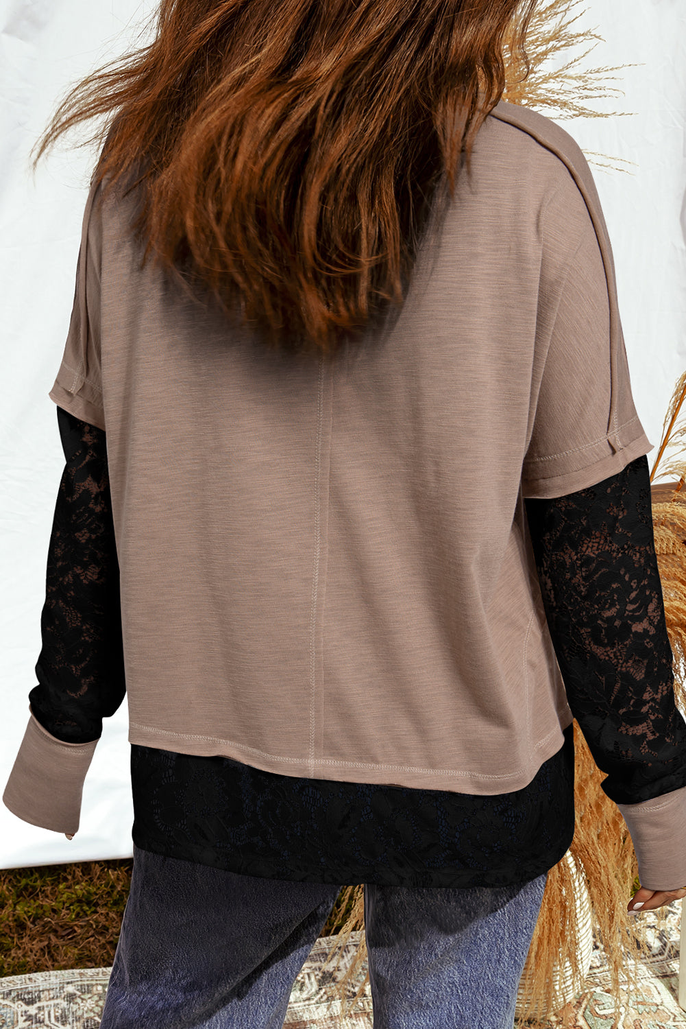 Lace Patchwork Long Sleeve Top