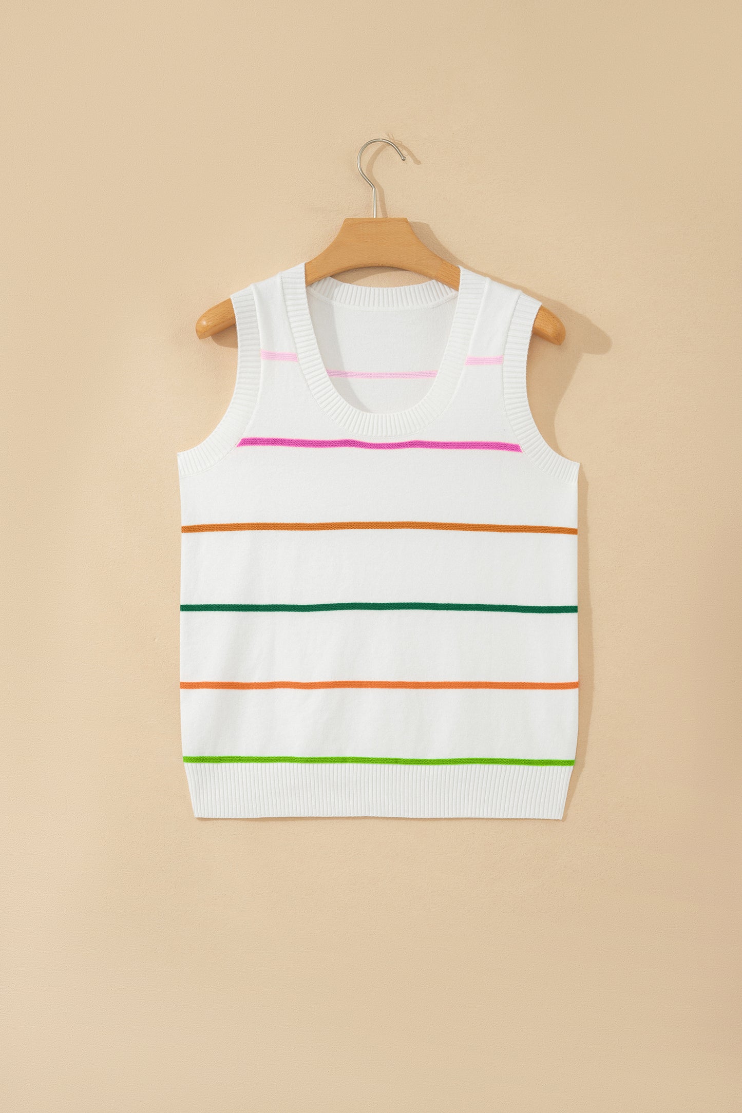 Stripe Round Neck Sleeveless Sweater Tank