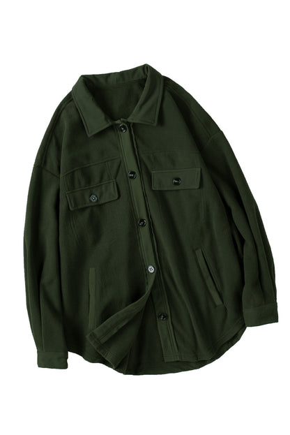 Fleece Button Front Shirt Jacket