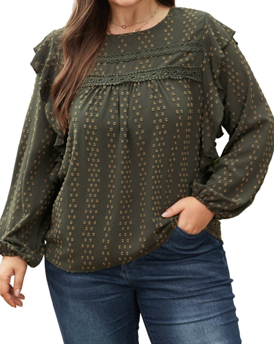 Swiss Dot Ruffle Top Plus Size