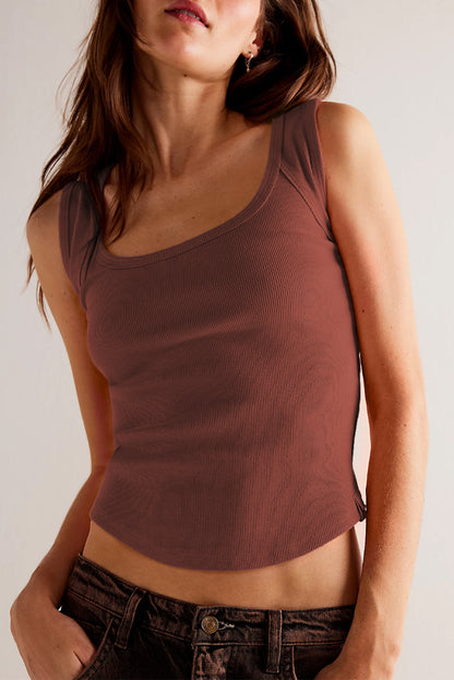 Ribbed Reverse Seam Crop Top