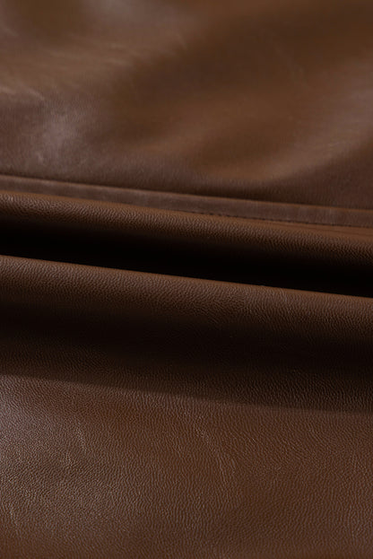 Leather Drawstring Hem Pocketed Jacket