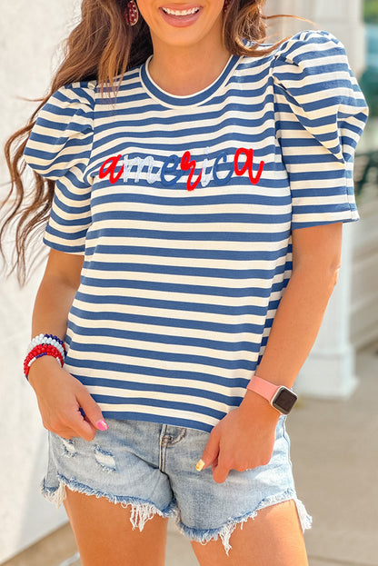 Stripe America Puff Sleeve T-Shirt