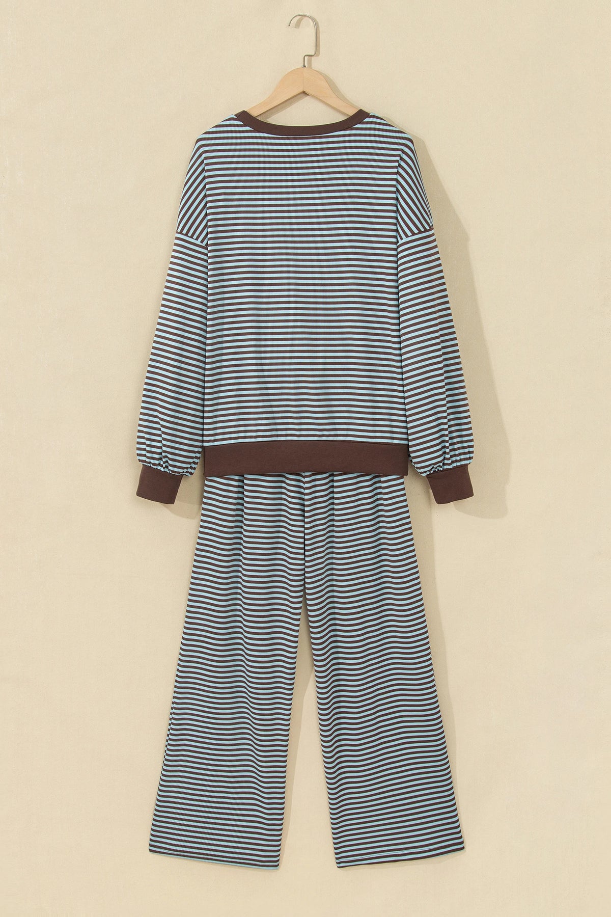 Stripe Drop Shoulder Loose Top & Pants Set