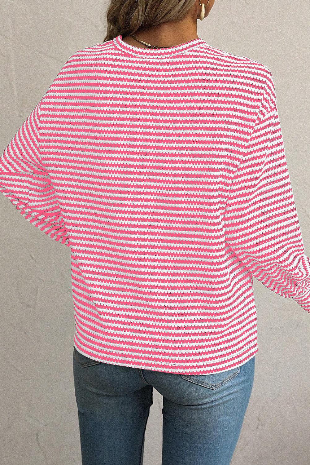 Stripe Round Neck Long Sleeve Top