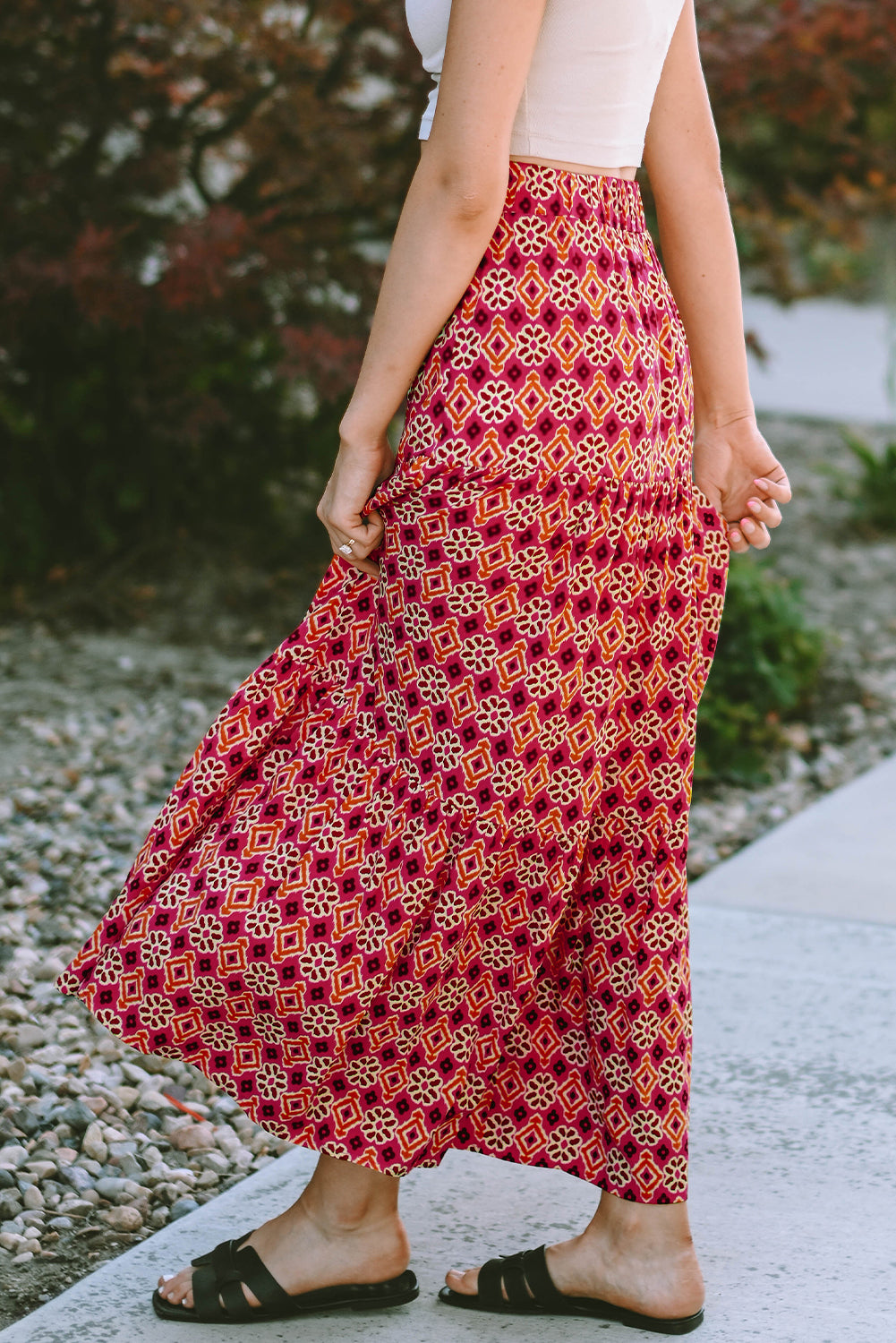 Boho Floral Tiered Maxi Skirt