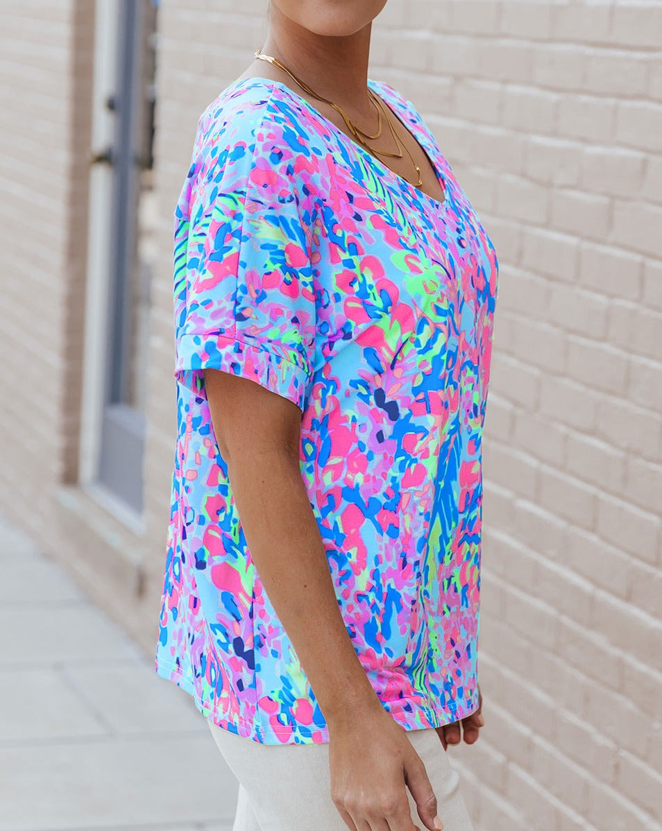 Abstract Floral Short Sleeve Tee