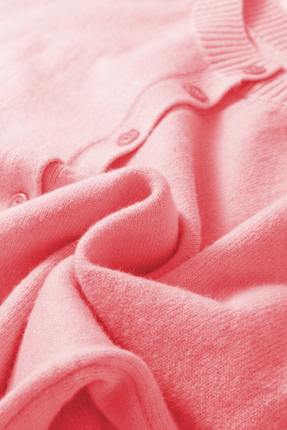 Solid 3/4 Sleeve Boxy Button-Down Cardigan