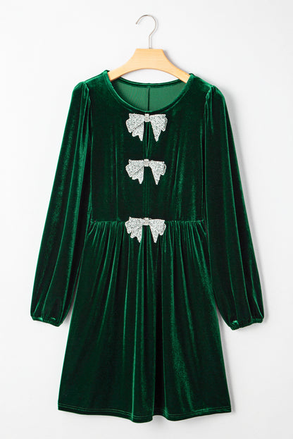 Bow Tie Velvet High Waist Mini Dress