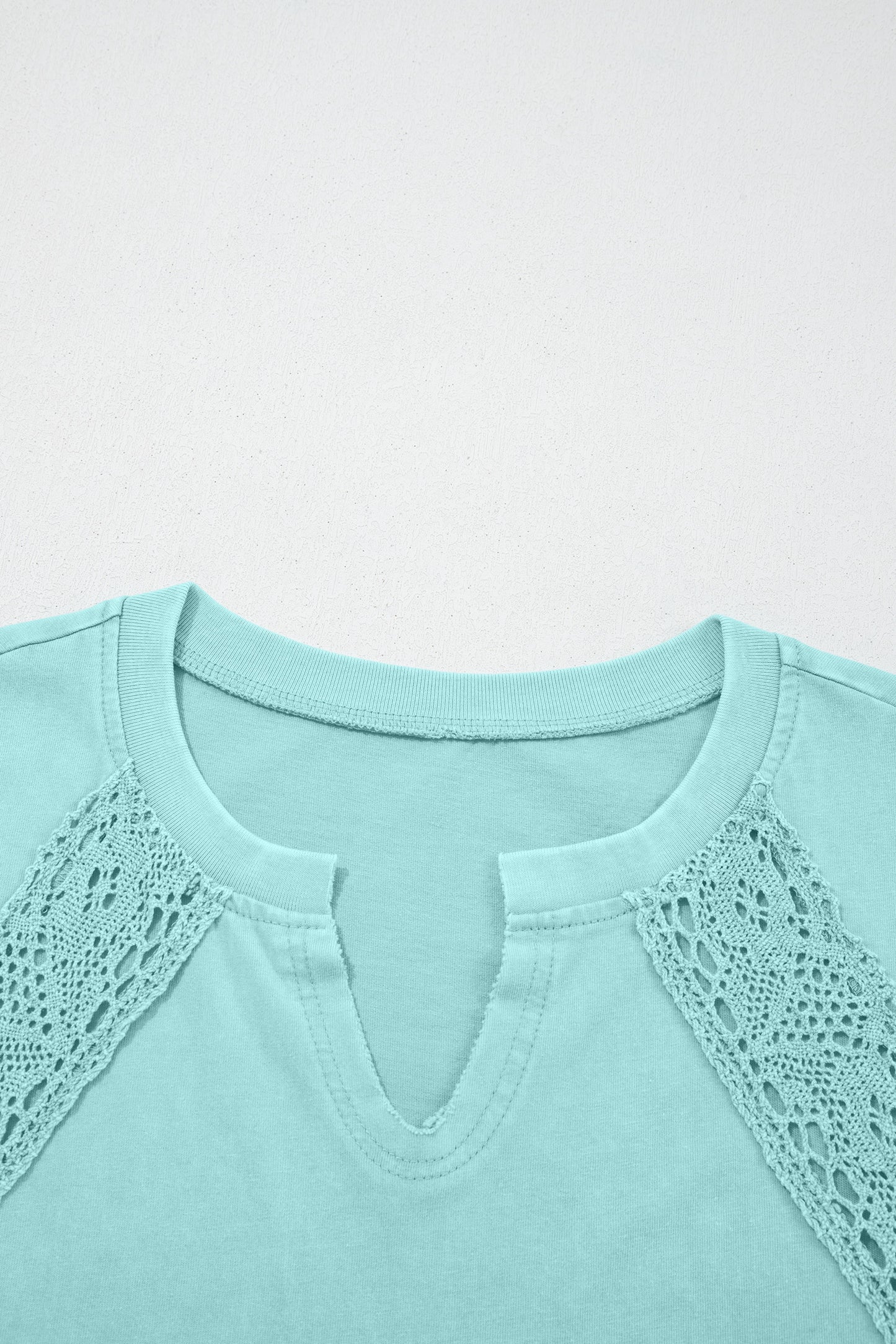 Mineral Wash Lace Patchwork Raglan Sleeve Tee