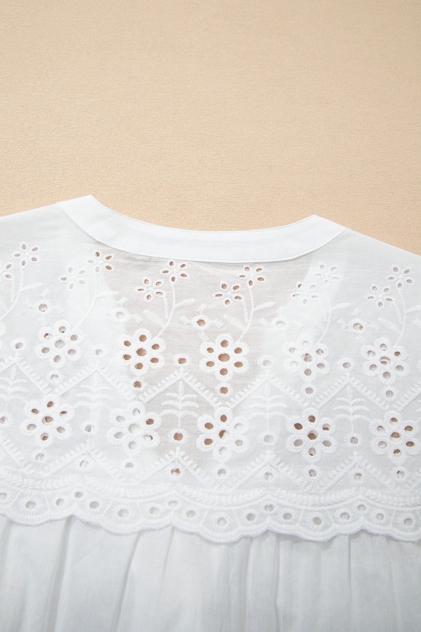 Flower Eyelet Embroidered Patchwork Sheer Shirt