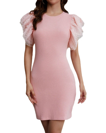 Ruffle Tulle Sleeve Bodycon Dress