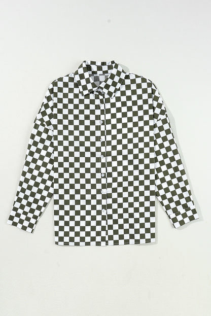 Checker Drop Shoulder Buttoned Shirt