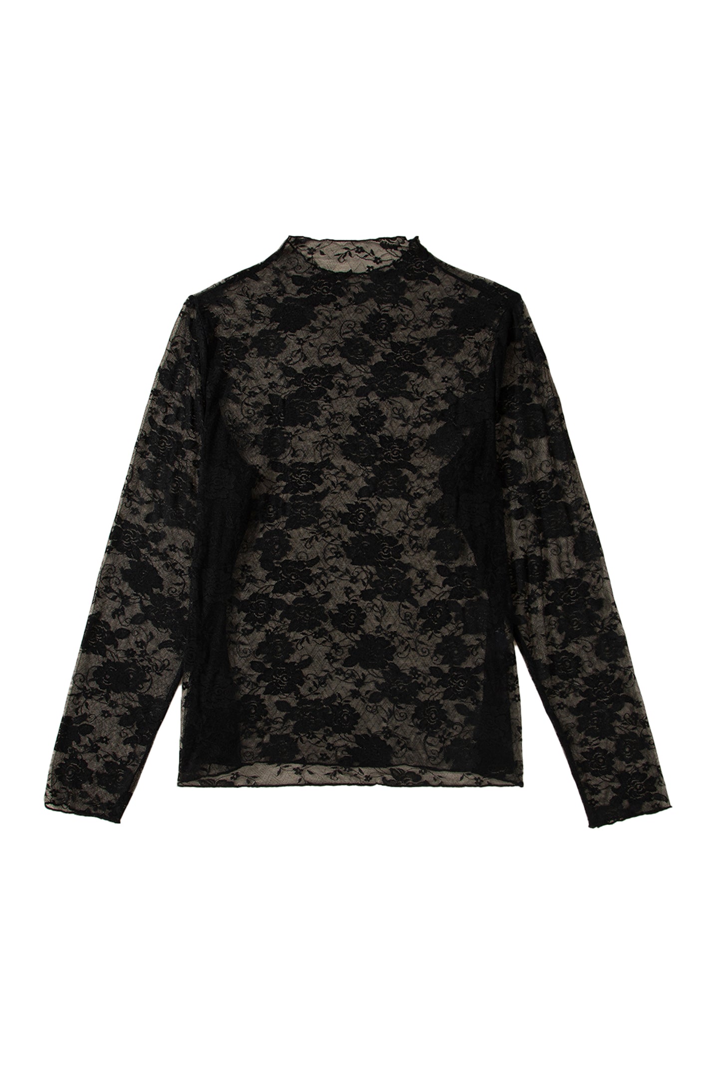 Plus Size Floral Mesh Long Sleeve Top