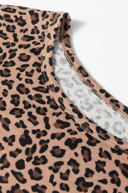 Leopard Loose Tee & Drawstring Waist Pants Set