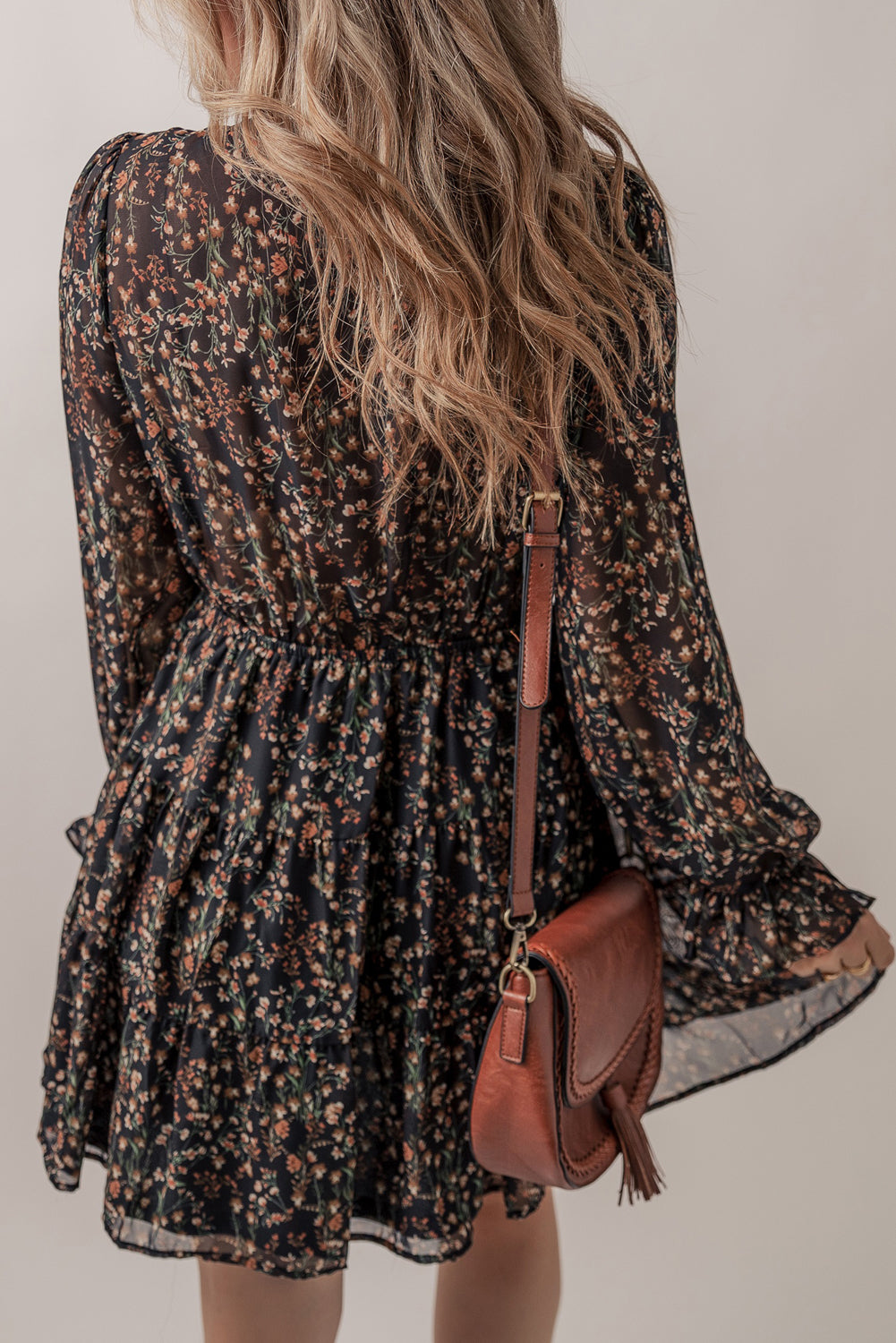 Floral Ruffled Puff Sleeve Dress