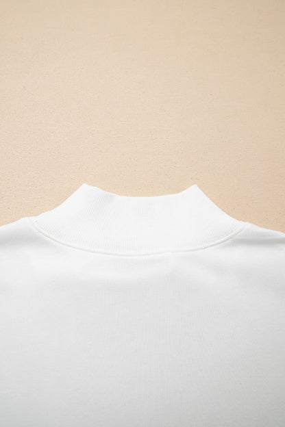 Solid Mock Neck Cap Sleeve Oversized Top