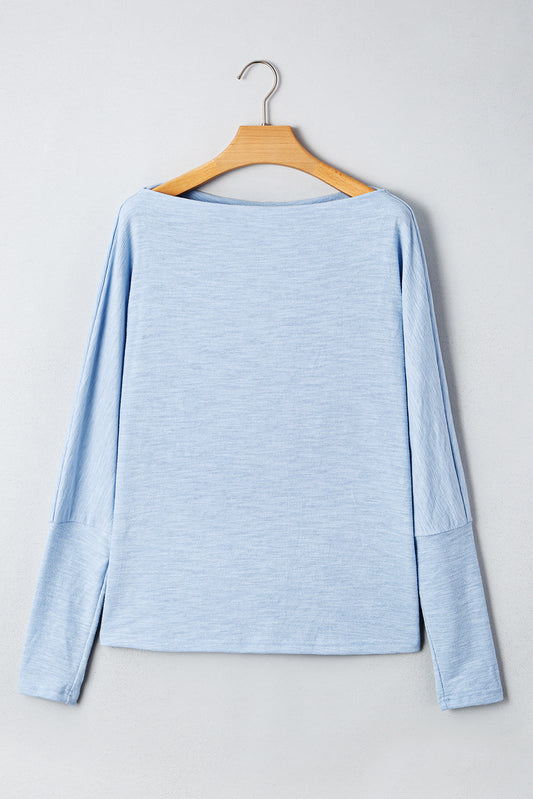 Solid Batwing Long Sleeve Top