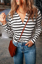 Stripe Collared Lightweight Knit Sweater