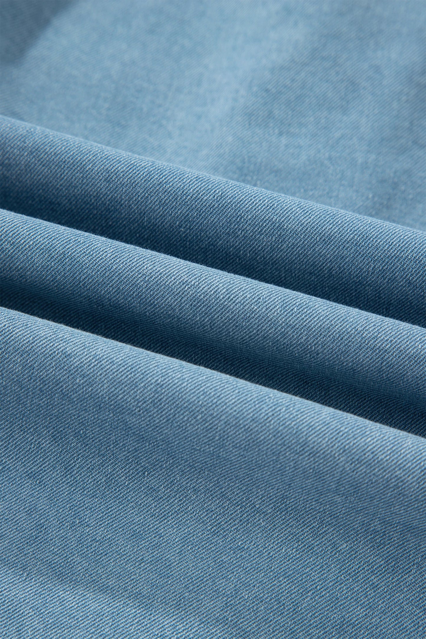 Solid Denim Frilled Ruffle Sleeve Buttoned Mini Dress