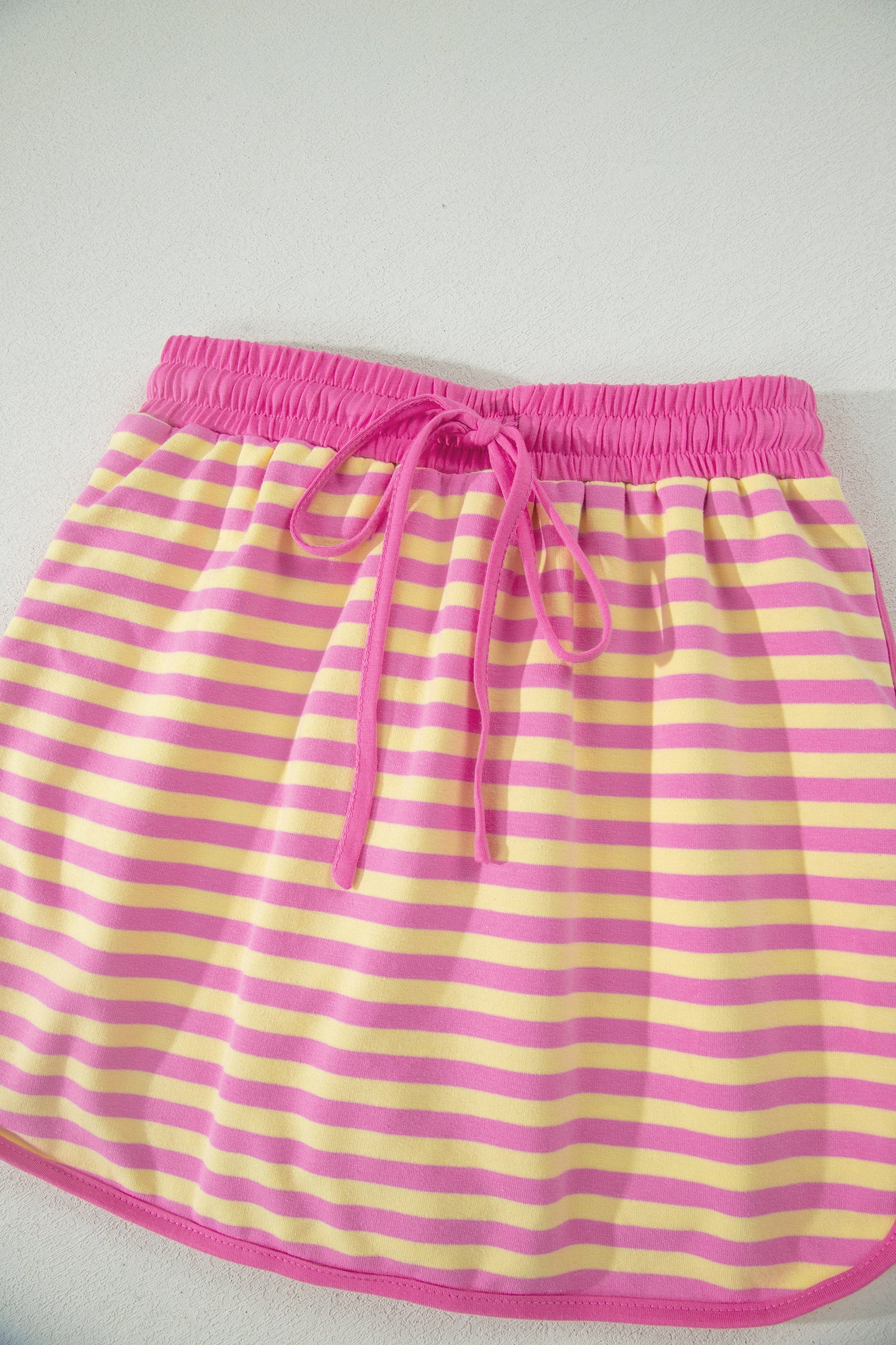 Stripe Contrast Trim Short Sleeve Top & Skirt Set