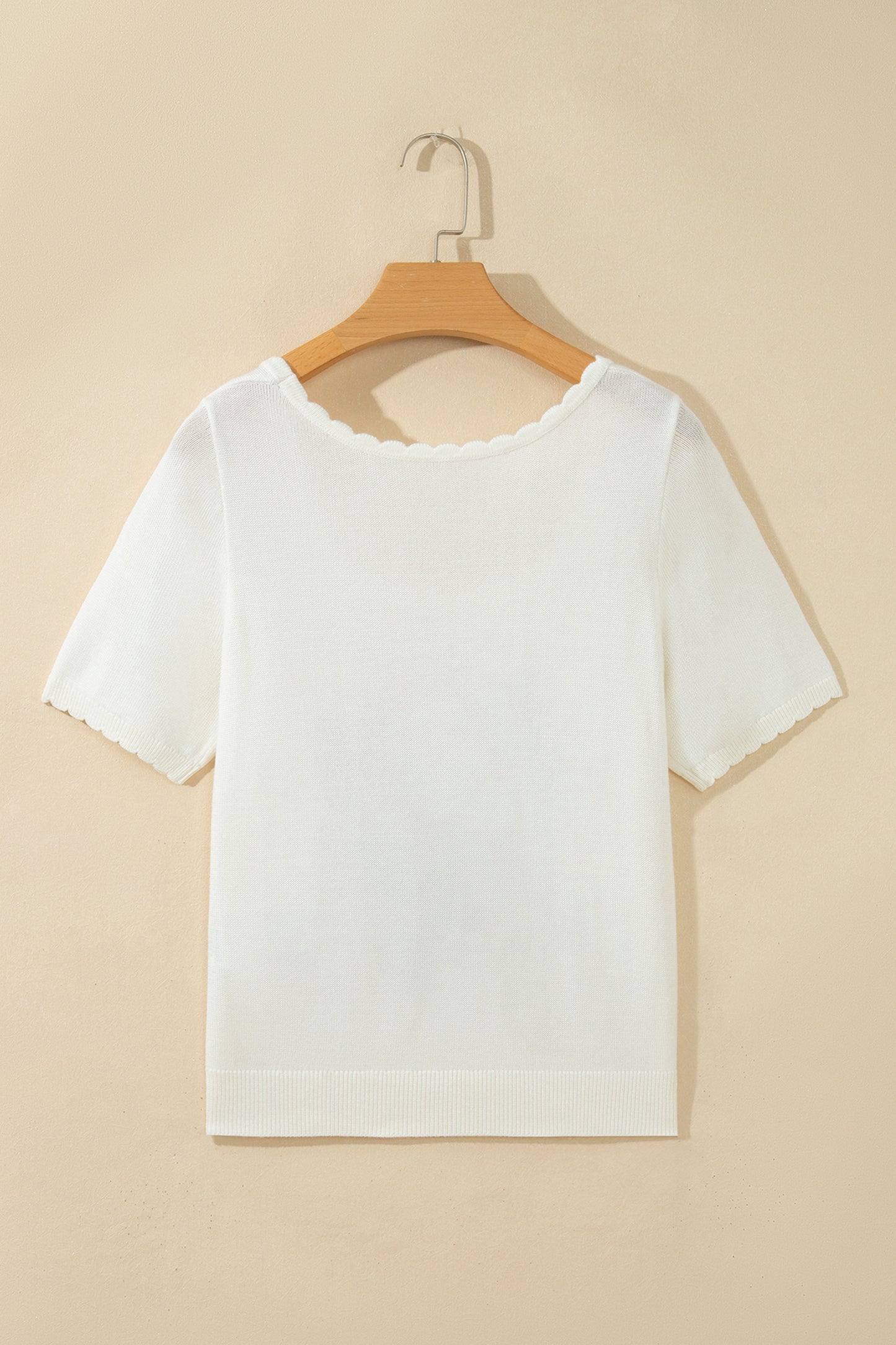 Western Floral Scalloped Square Neck Knit Top