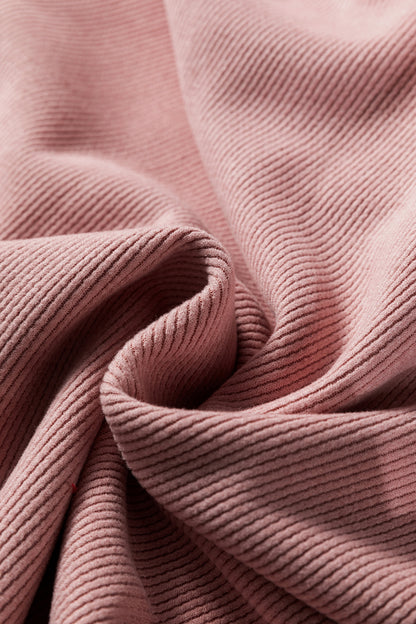 Solid Corduroy Lace Hoodie and Pants Set