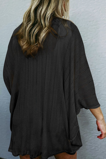 Semi-Sheer 3/4 Sleeve Cardigan