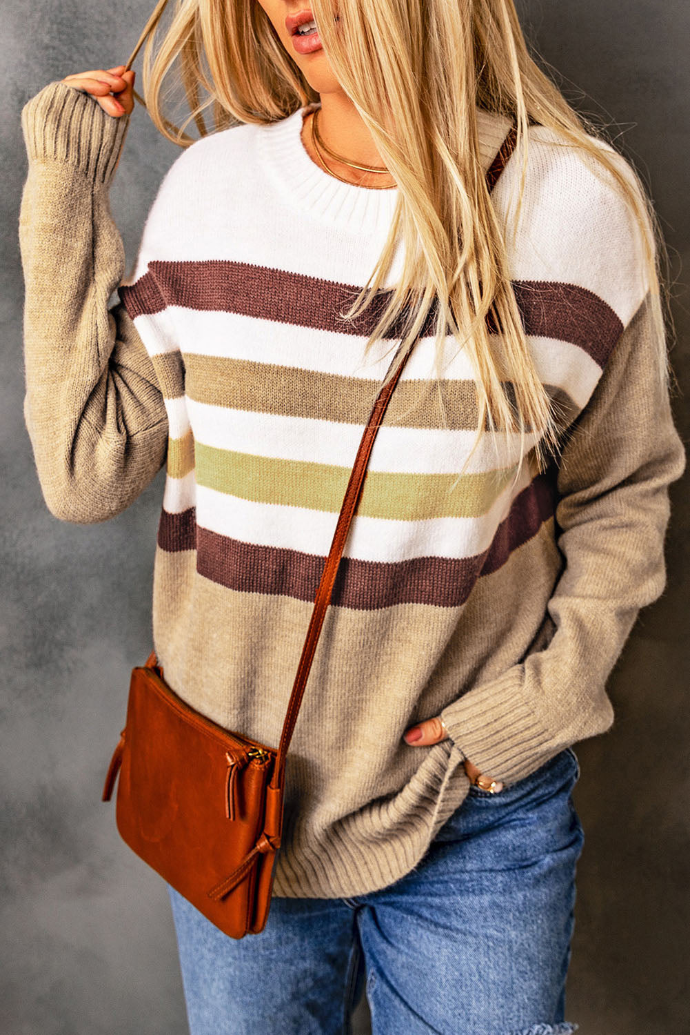 Stripe Long Sleeve Crewneck Sweater