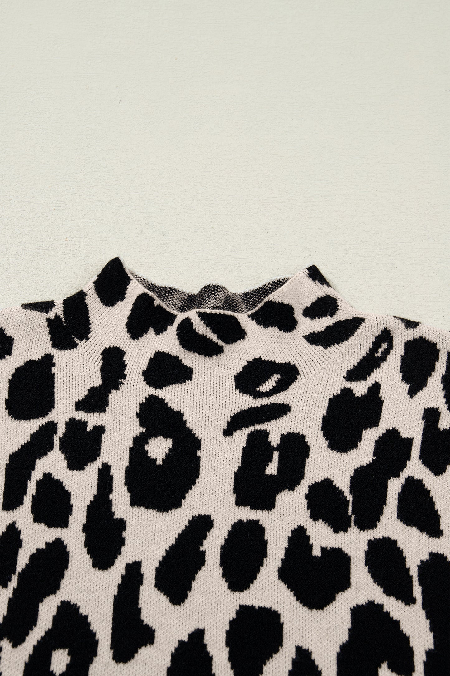 Leopard Mock Neck Short Sleeve Sweater
