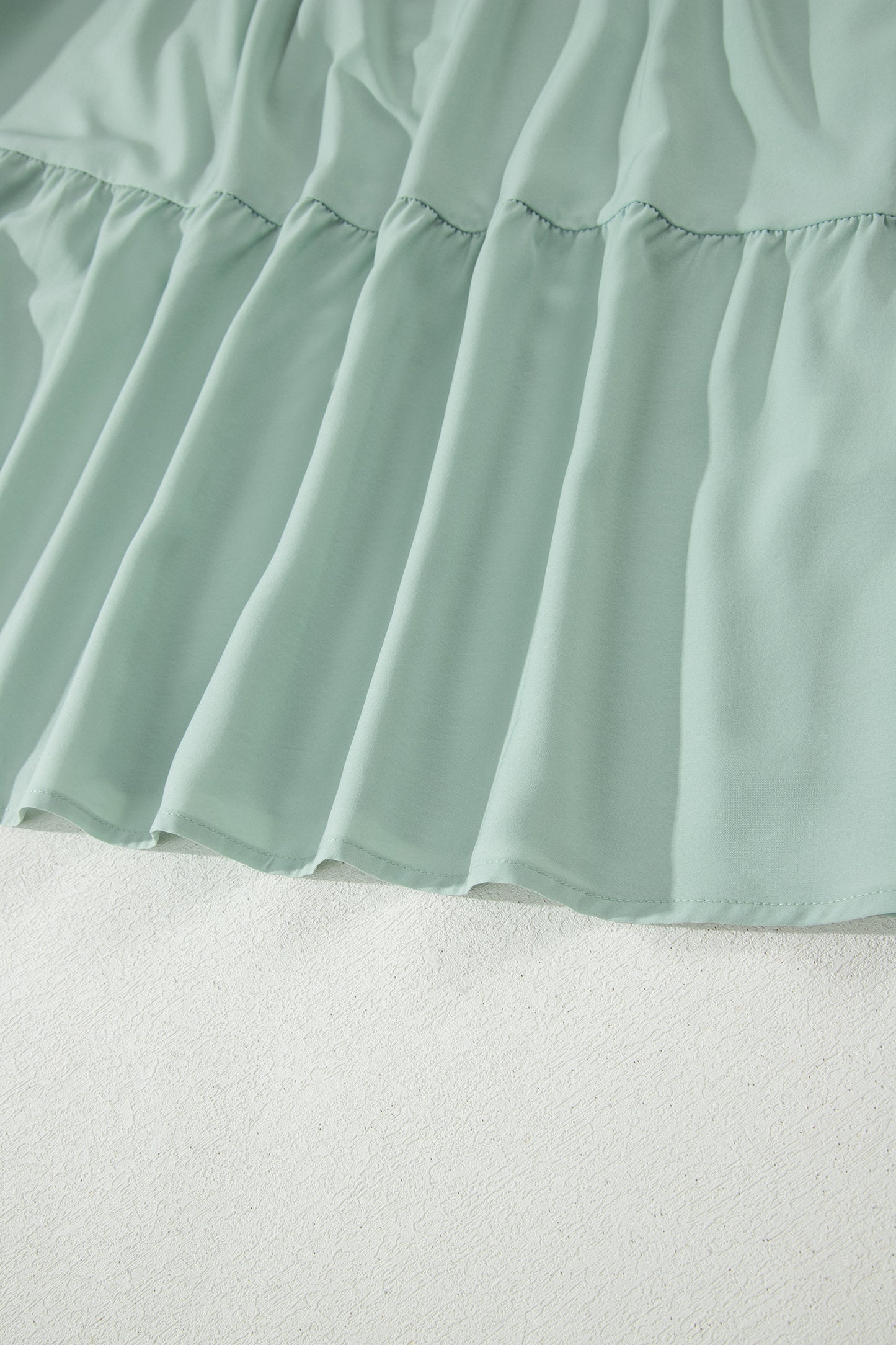 Solid V-Neck Short Puff Sleeve Tiered Maxi Dress