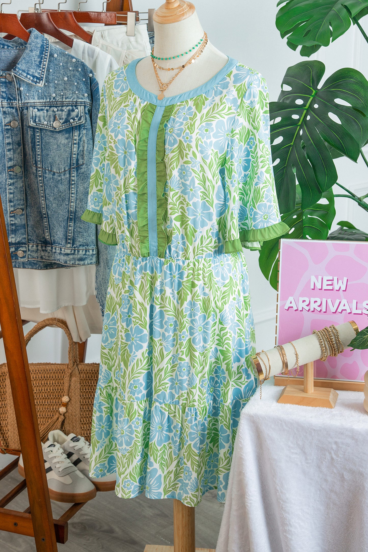 Floral High Waist Ruffle Mini Dress