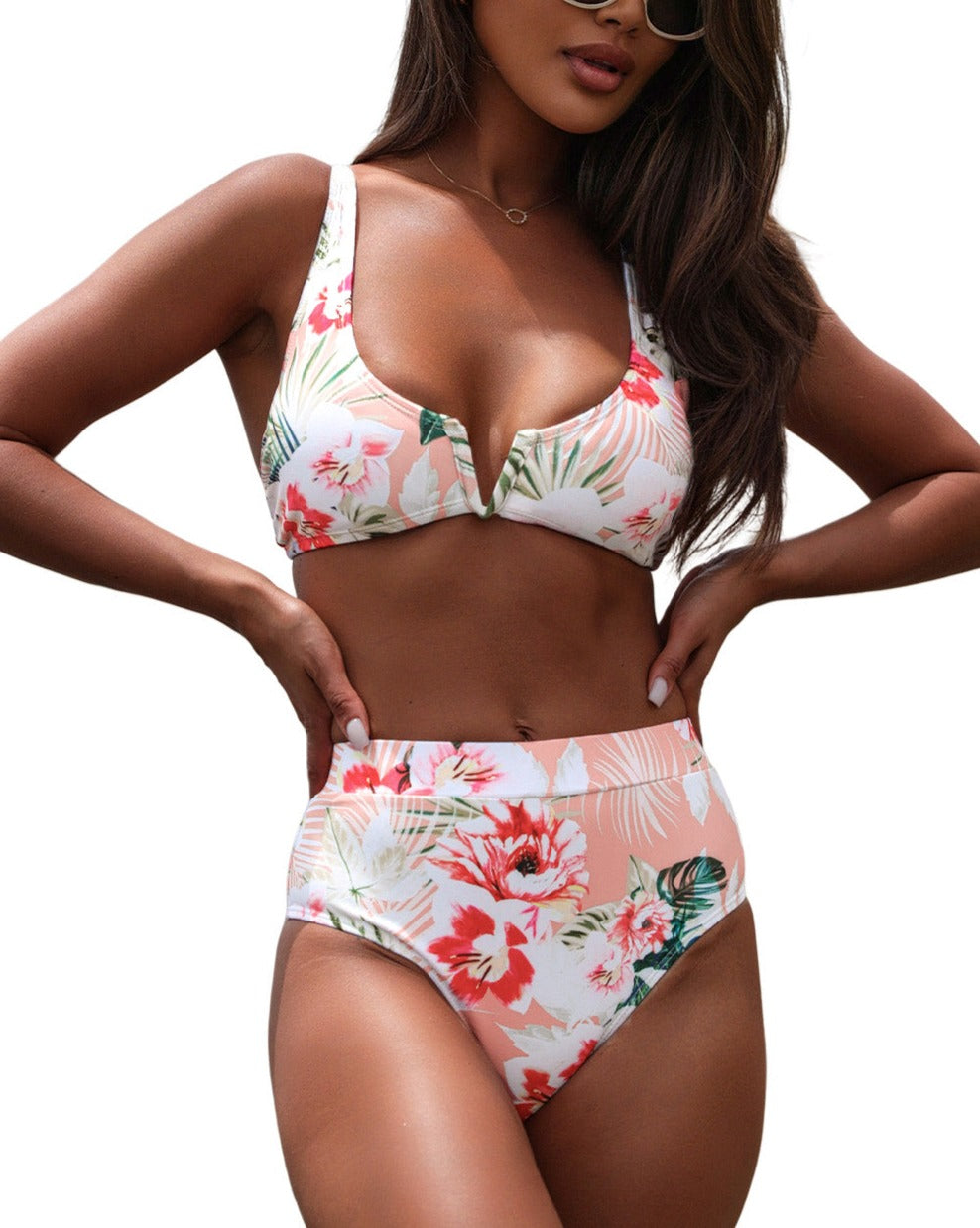 Floral High Waist Bikini Swimsuit