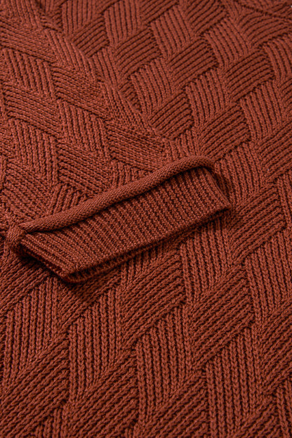 Textured Crewneck 3/4 Sleeve Sweater