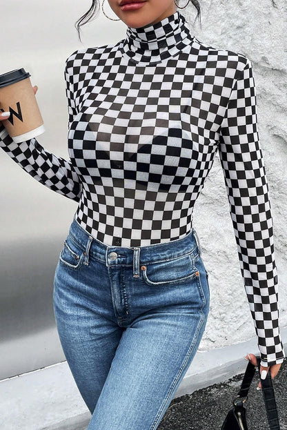 Checkered Long Sleeve Bodysuit