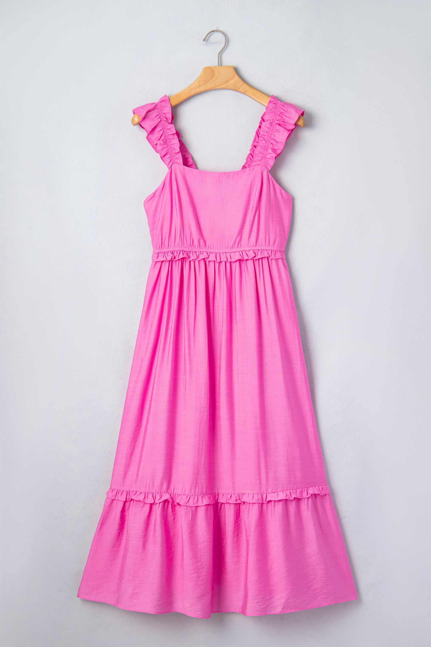 Solid Ruffle High Waist Sleeveless Maxi Dress