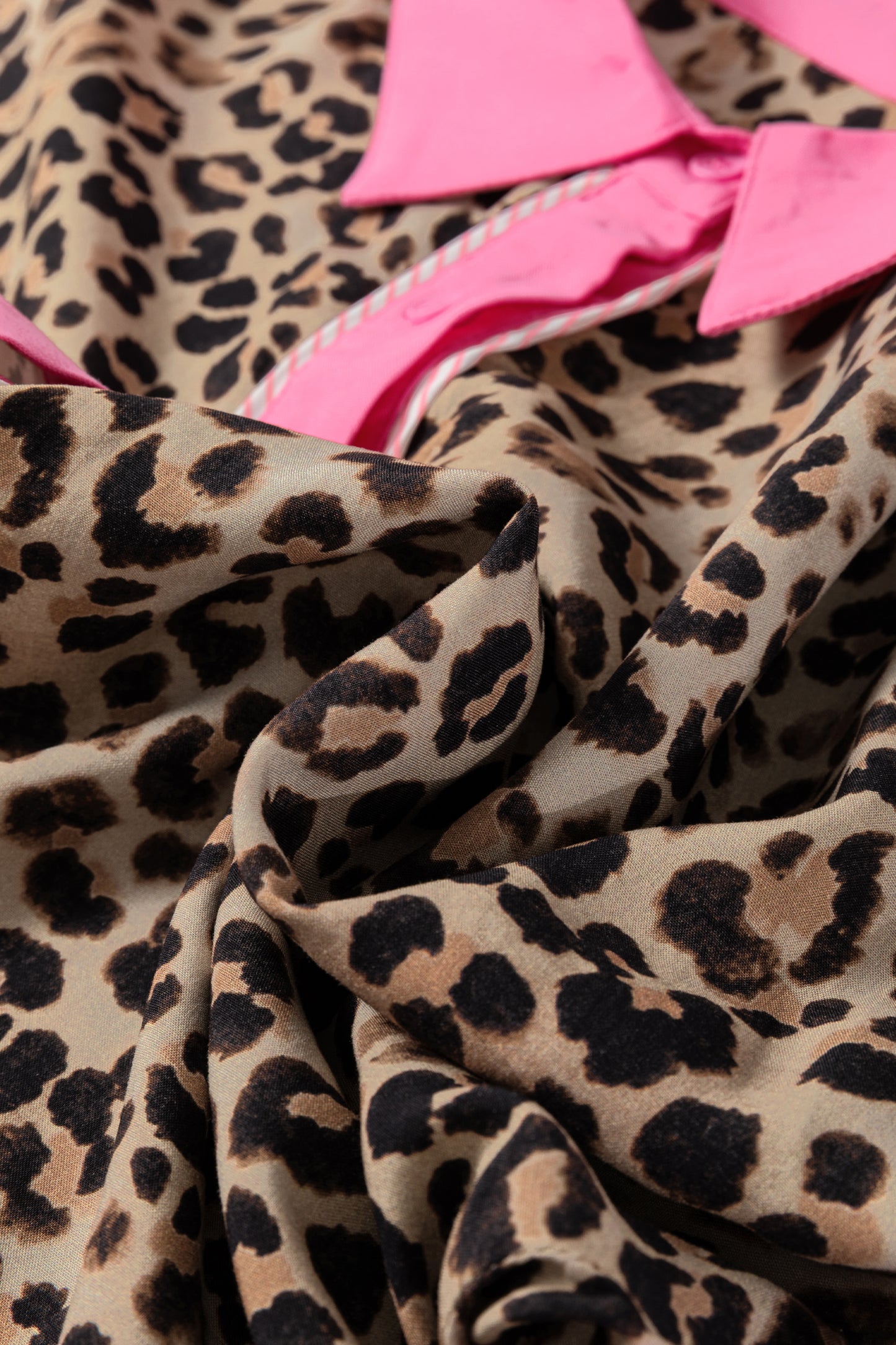 Leopard Contrast Trim Top and Pant Set