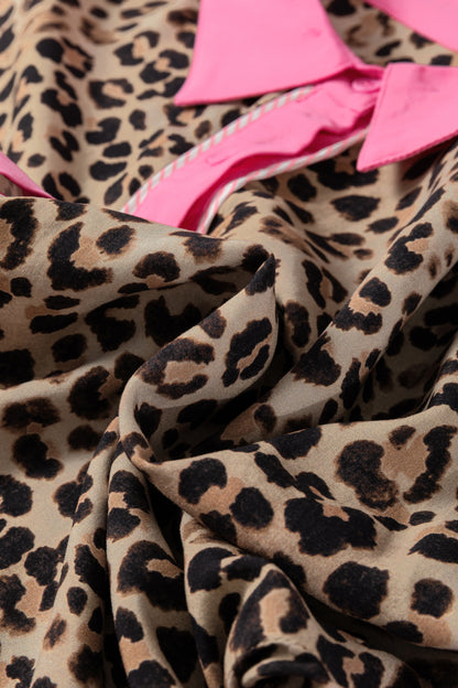 Leopard Contrast Trim Top and Pant Set