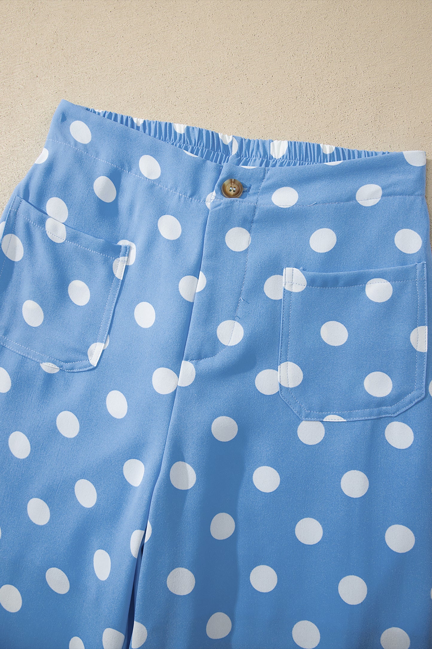 Polka Dot Patch Pocket Straight Leg Pants