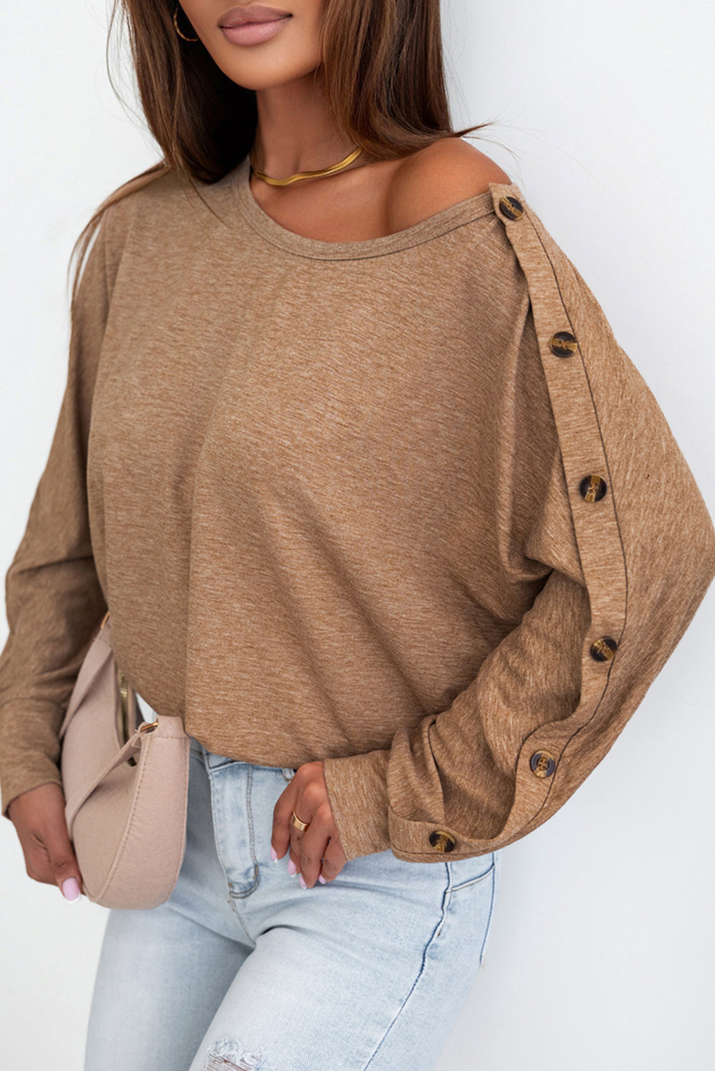 Buttoned Dolman Sleeve Top