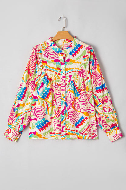 Abstract Long Sleeve Buttoned Shirt