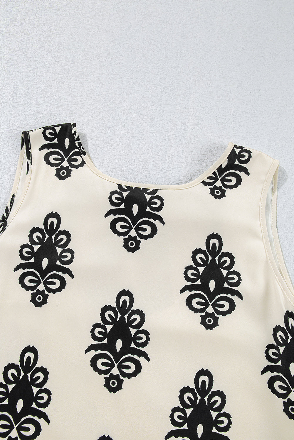 Geometric Sleeveless Hollow Bow-Back Mini Dress