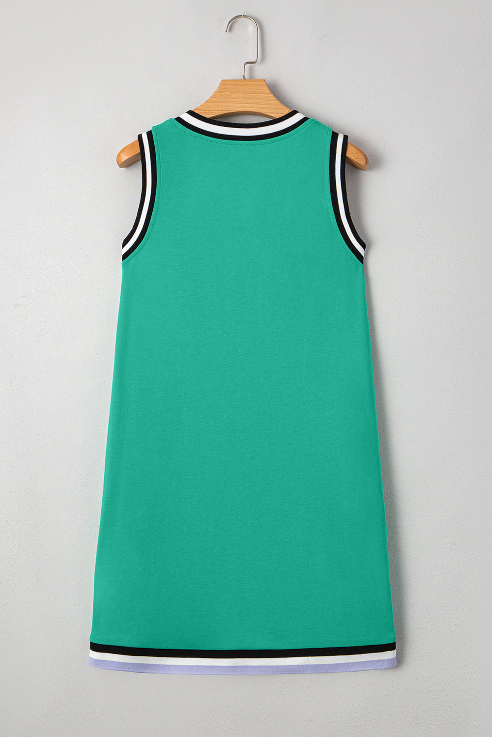 Solid Contrast Trim V-Neck Sleeveless Mini Dress