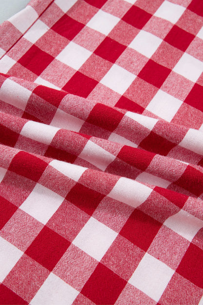 Gingham Drawstring High Waist Wide Leg Pants