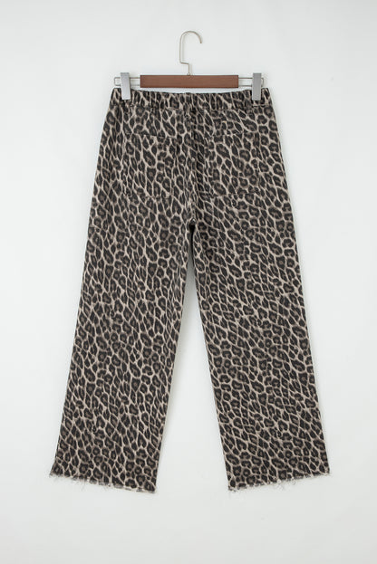 Leopard Denim Straight Leg Jeans