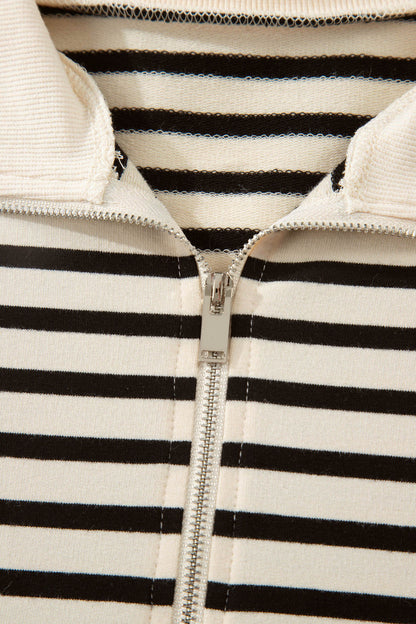 Stripe Colorblock Zip Polo & Drawstring Shorts Set
