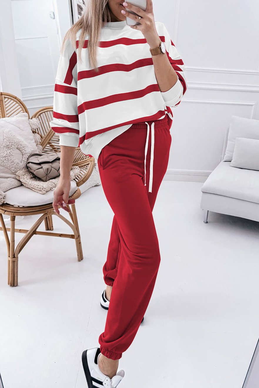 Stripe Pullover and Jogger Pants Set