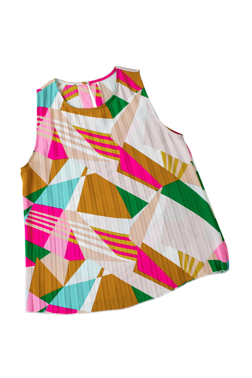 Geometric Pleated Shift Tank Top