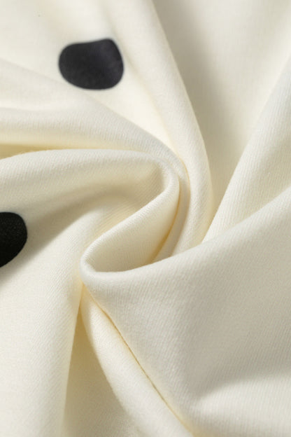Polka Dot Crossed Seam Detail Oversize Tee
