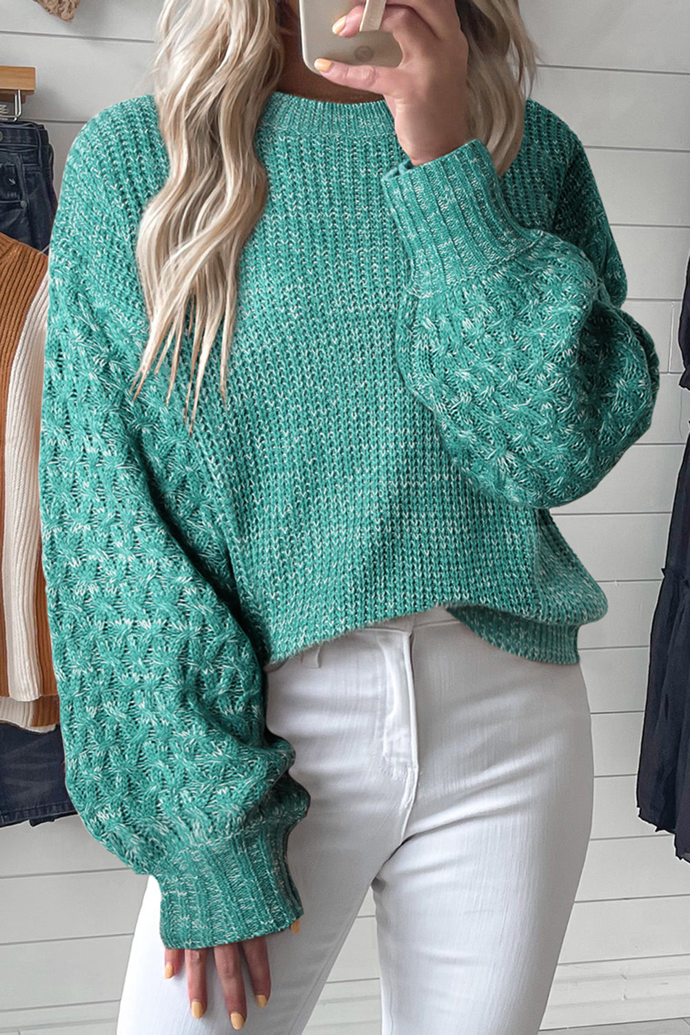 Cable Knit Drop Shoulder Sweater